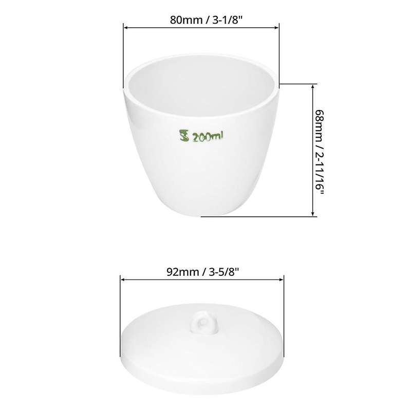 Durable Porcelain Crucible with Lid, 200Ml Capacity, for School, Laboratory, 4 Pack