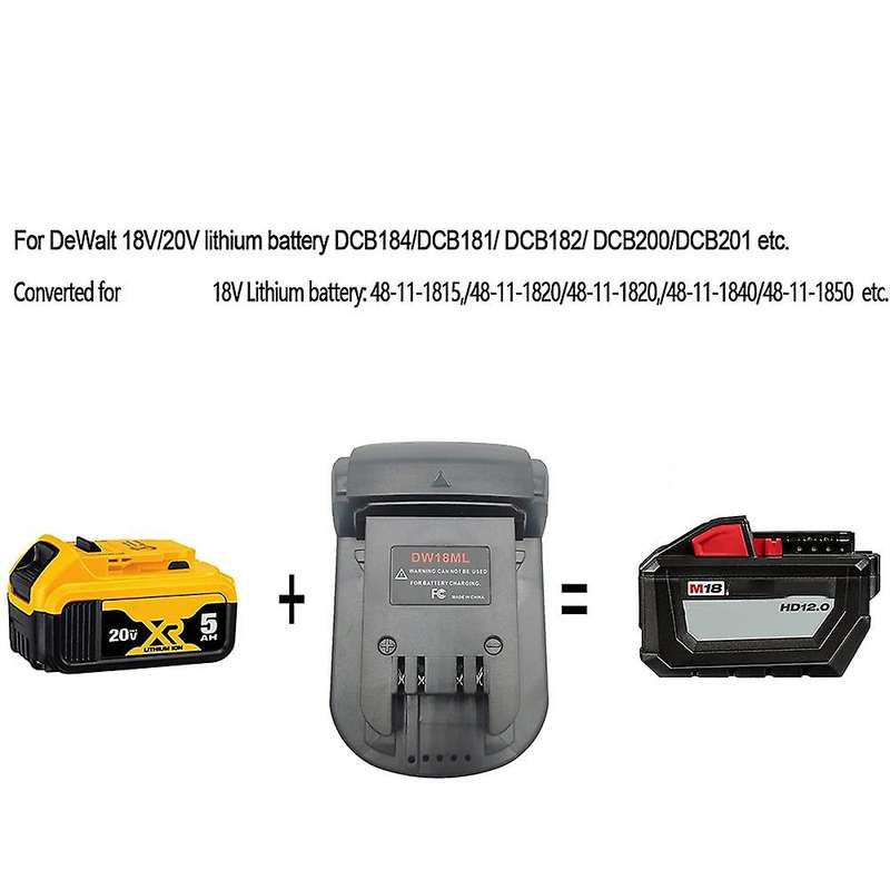 DW18ML Battery Adapter Converts for 18V Battery,Convert for 20V Battery to Milwaukeee 18V Tool Use