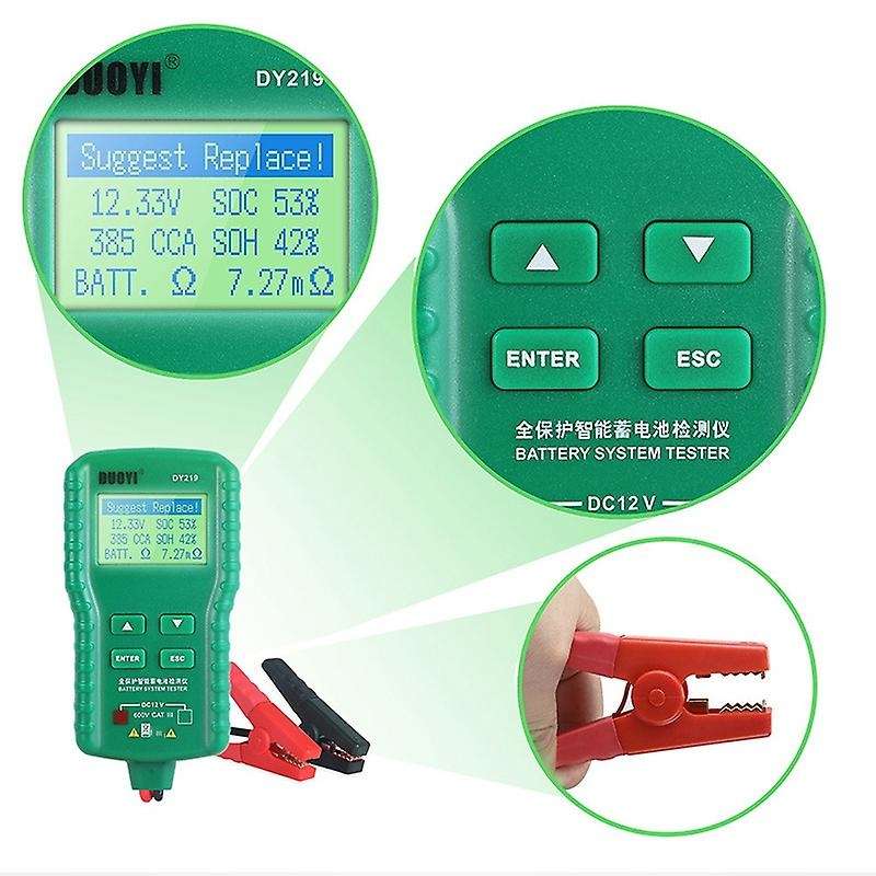 DY219A Car Battery Tester 12V/24V 100-1700CCA Digital Auto Battery Analyzer Tools for Voltage Load C