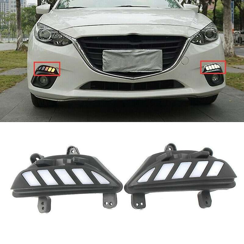 Dynamic Turn Signal Light and Dimming Style Relay 12V LED DRL Daytime Running Lights for Axela 2014