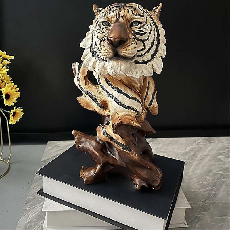 E Imitation Root Animal Head Statue, Retro Sculpture,Artificial Resin Ornaments,Suitable for Office
