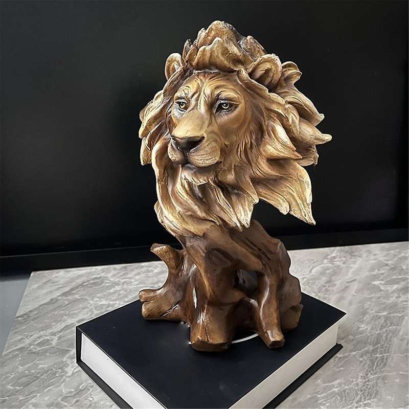 E Imitation Root Animal Head Statue, Retro Sculpture,Artificial Resin Ornaments,Suitable for Office