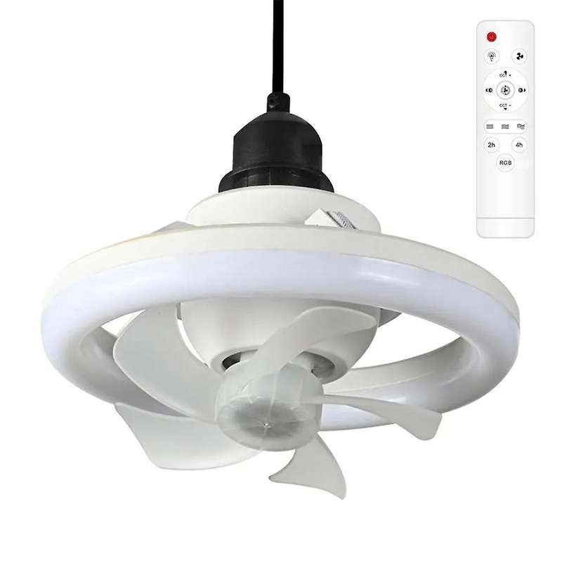 E27 Ceiling Fan Bulb with LED Light and Remote Control Chandelier RGB Color Dimmable Ventillator Lam