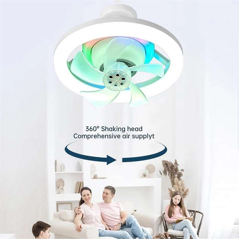E27 Ceiling Fan Bulb with LED Light and Remote Control Chandelier RGB Color Dimmable Ventillator Lam
