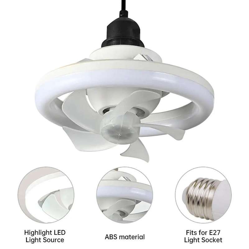 E27 Ceiling Fan Bulb with LED Light and Remote Control Chandelier RGB Color Dimmable Ventillator Lam