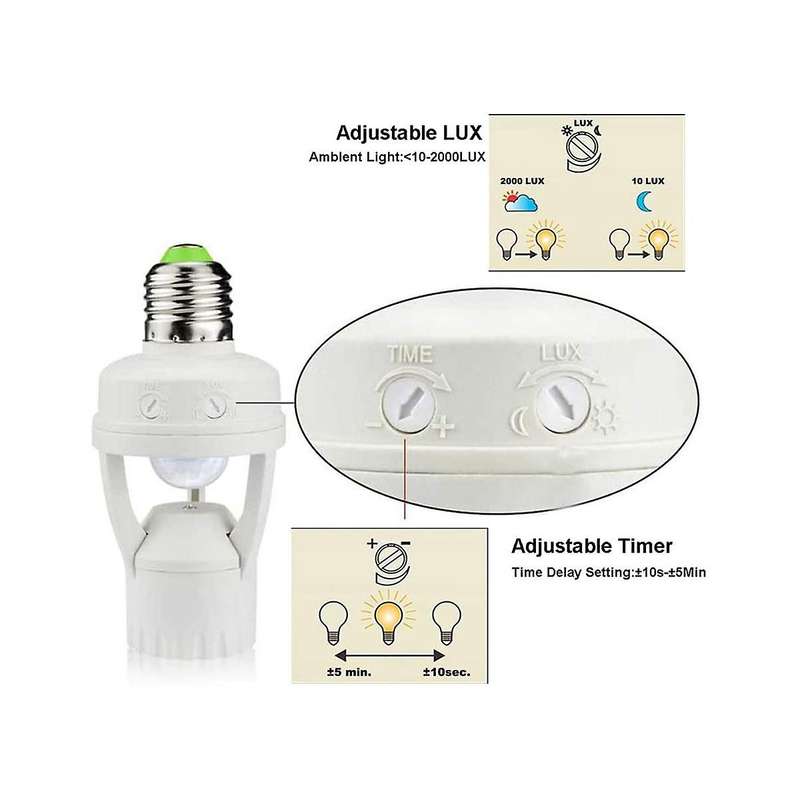 E27 Lamp Holder Adapter with PIR Motion Sensor AC100-240V LED Light Bulb Socket Converter Human Pres