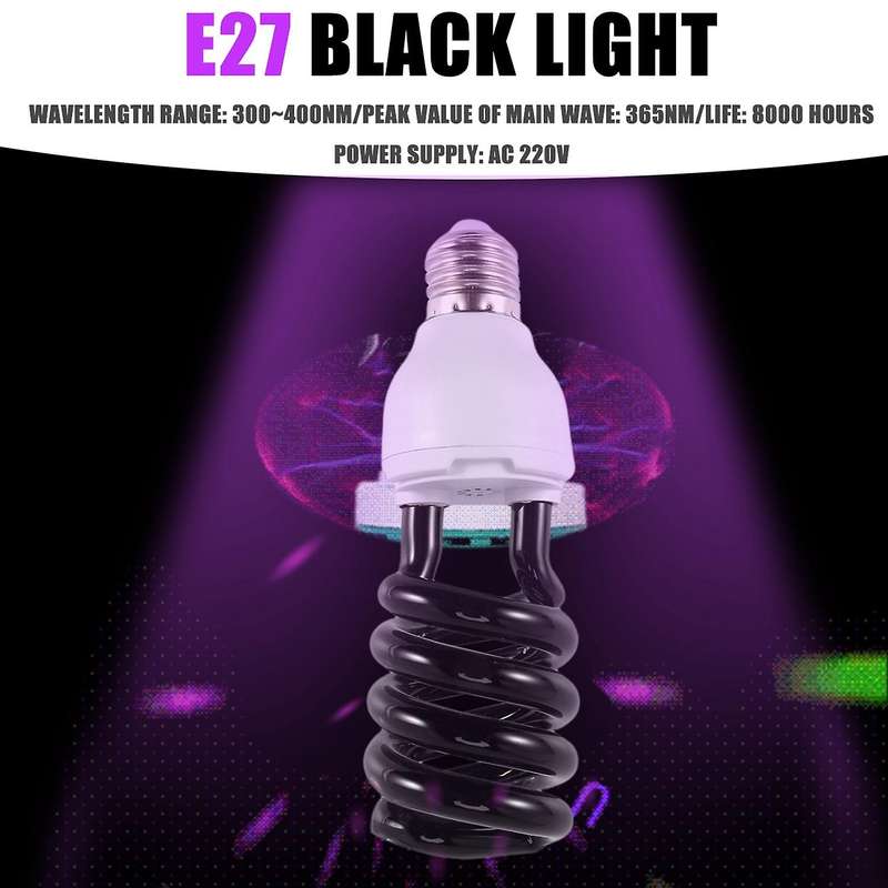 E27 40W UV Fluorescent Blacklight CFL Light Bulb Lamp 220V Shape:Spiral Wattage Voltage:40W 220V
