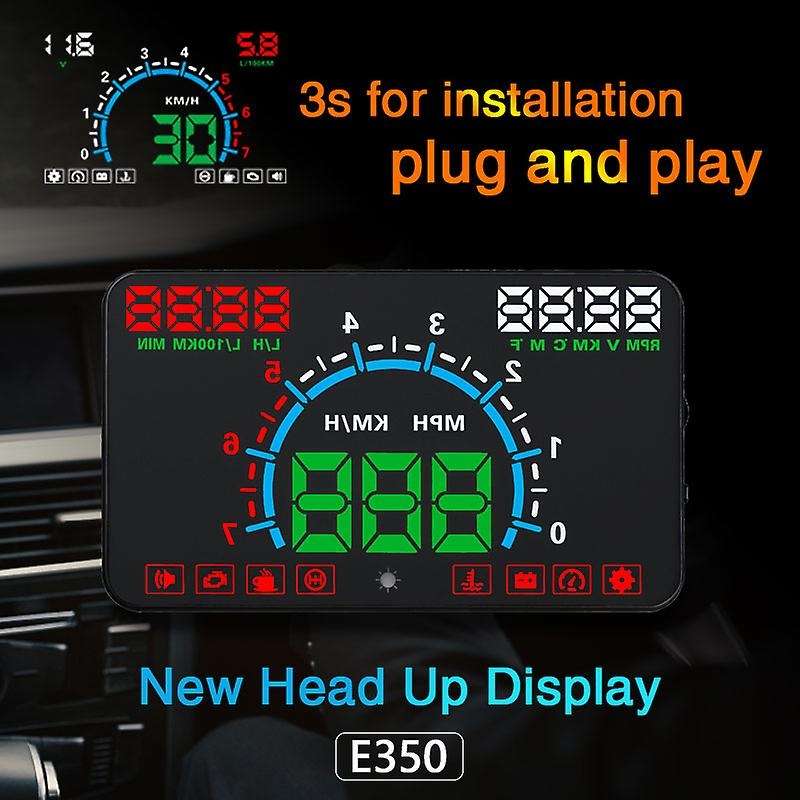 E350 5.8 Inch Car Head Up Display Windscreen Projector OBD2 Car Driving Data Speeding Warning MPH Fu