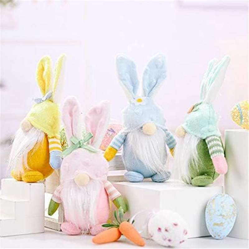 Easter Bunny Gnome , Cute Rabbit Handmade Easter Gnome Plush Elf Decor, Spring Easter Day Home Table