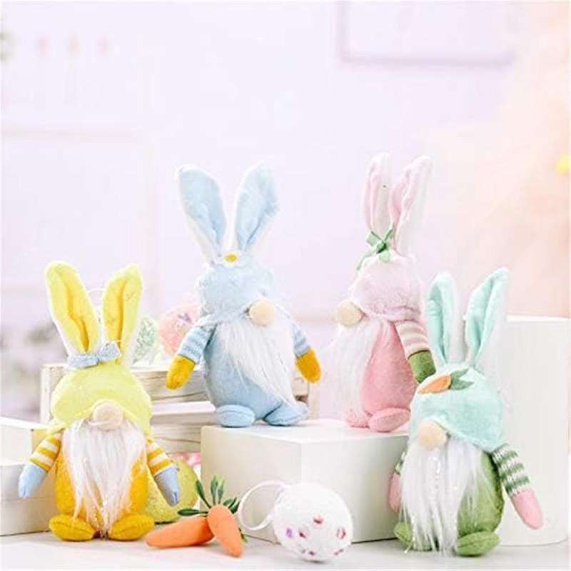 Easter Bunny Gnome , Cute Rabbit Handmade Easter Gnome Plush Elf Decor, Spring Easter Day Home Table