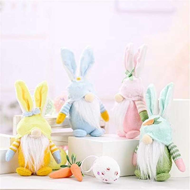 Easter Bunny Gnome , Cute Rabbit Handmade Easter Gnome Plush Elf Decor, Spring Easter Day Home Table