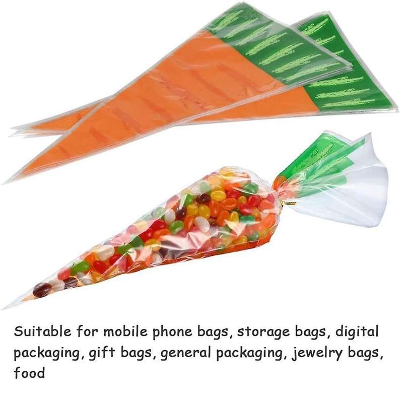 Easter Christmas Carrot Patterned Cone Shaped Treat Bags Triangle Goody Bags