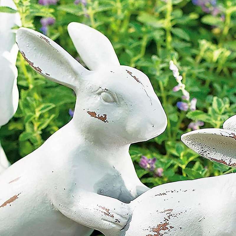 Easter Decorations Hand-painted Easter Eggs Bunny Centerpiece, Tabletop Easter Resin Figurine Decor
