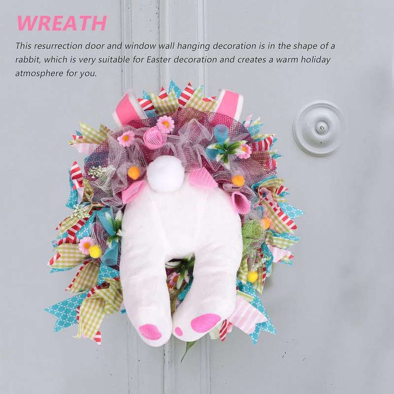 Easter Bunny Door Decor, Easter Bunny Butt Wreath Front Door Decorations Spring Outdoor Indoor Hang