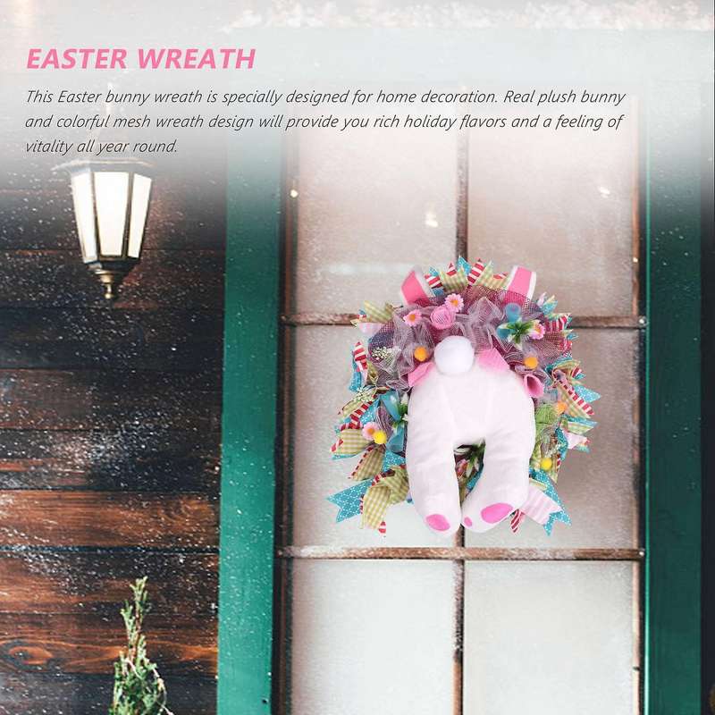 Easter Bunny Door Decor, Easter Bunny Butt Wreath Front Door Decorations Spring Outdoor Indoor Hang