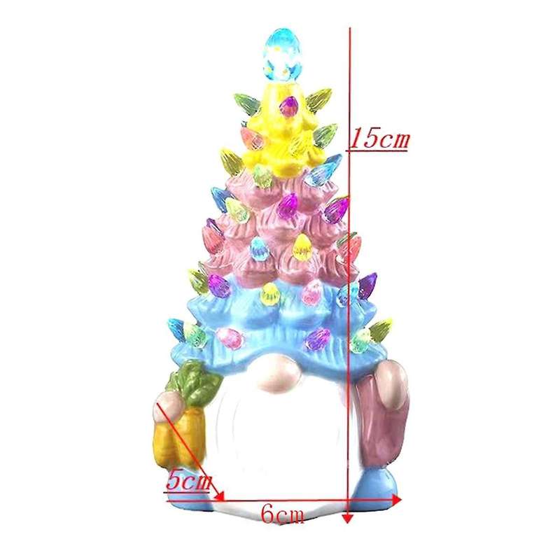 Easter Decorations - Lighted Up Gnomes Resin Easter Tree with Multicolored Lights - Mini Prelit East
