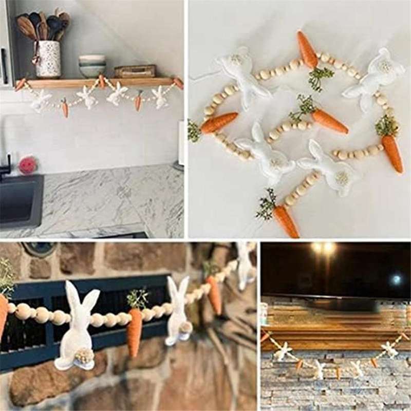 Easter Bunny Carrot Garland, Easter Banner Decoration, Bunny Carrot Spring Garland Decor, Home Firep