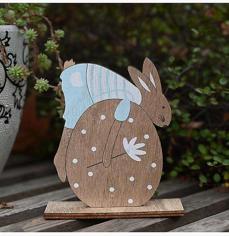 Easter Ornament, Wooden Easter Bunny Egg Pendant Tabletop Decoration Supplies Party Ornament Lifest