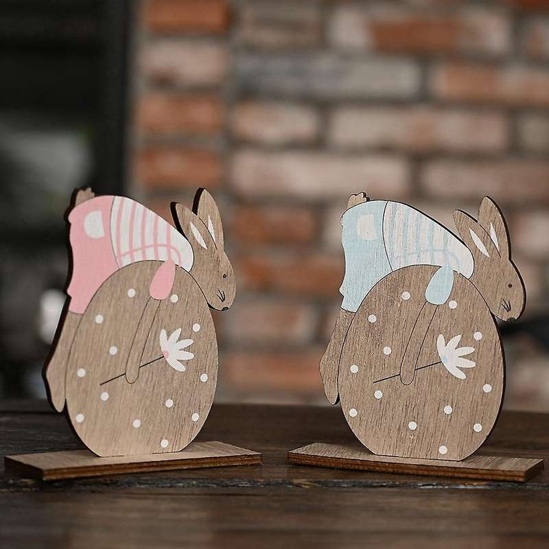 Easter Ornament, Wooden Easter Bunny Egg Pendant Tabletop Decoration Supplies Party Ornament Lifest