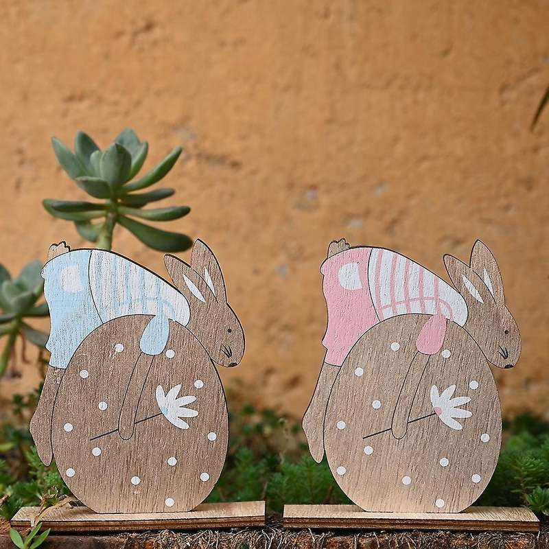 Easter Ornament, Wooden Easter Bunny Egg Pendant Tabletop Decoration Supplies Party Ornament Lifest