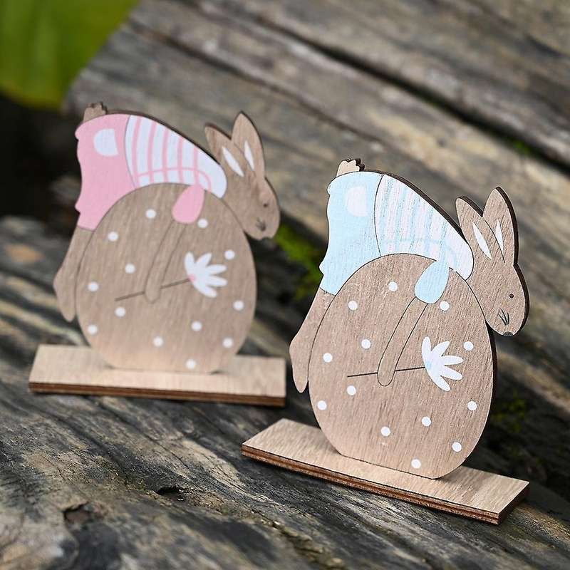 Easter Ornament, Wooden Easter Bunny Egg Pendant Tabletop Decoration Supplies Party Ornament Lifest