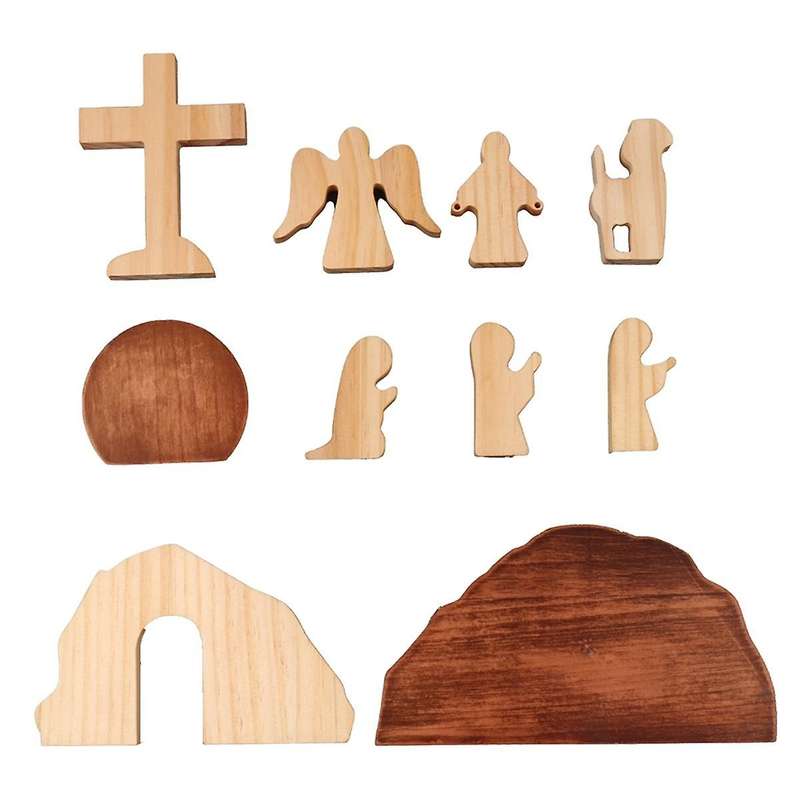 Easter Jesus Resurrection Scene Reproduction Solid Wood Desktop Ornaments Holiday Decoration