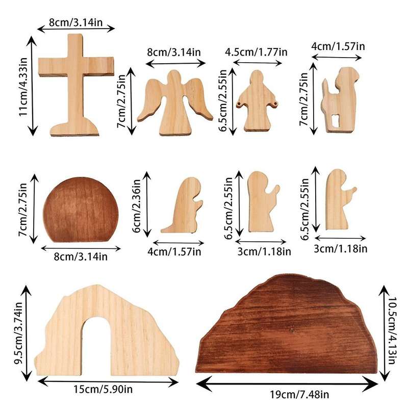 Easter Jesus Resurrection Scene Reproduction Solid Wood Desktop Ornaments Holiday Decoration
