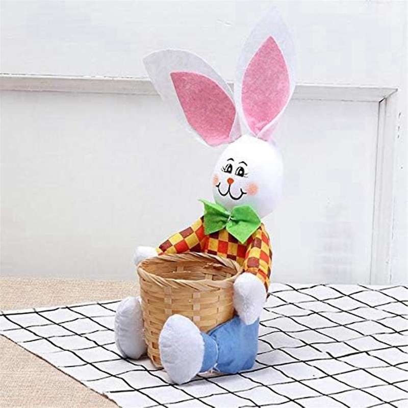 Easter Decorations,Cute Bunny Easter Basket Eggs Candy Gifts Storage Rabbit Bag Party Decoration