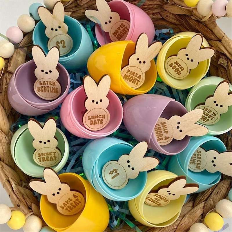 Easter Tokens Easter Reward Tokens, Wooden Egg Prize Sets B