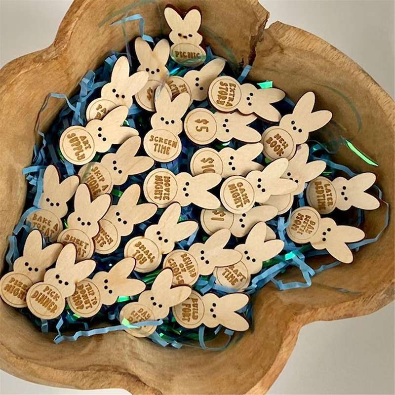 Easter Tokens Easter Reward Tokens, Wooden Egg Prize Sets B