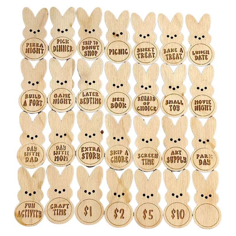 Easter Tokens Easter Reward Tokens, Wooden Egg Prize Sets B