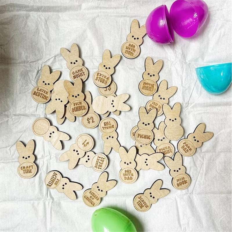 Easter Tokens Easter Reward Tokens, Wooden Egg Prize Sets B