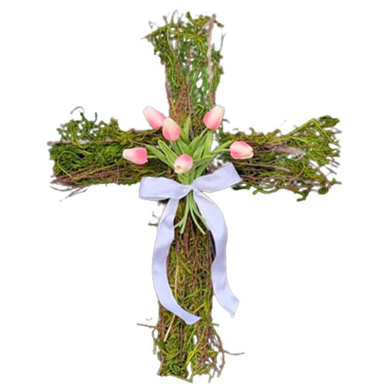Easter Wreath Decor for Front Door, Easter Wreath Sign, Easter Flowers Spring Wreath Garland for Wal