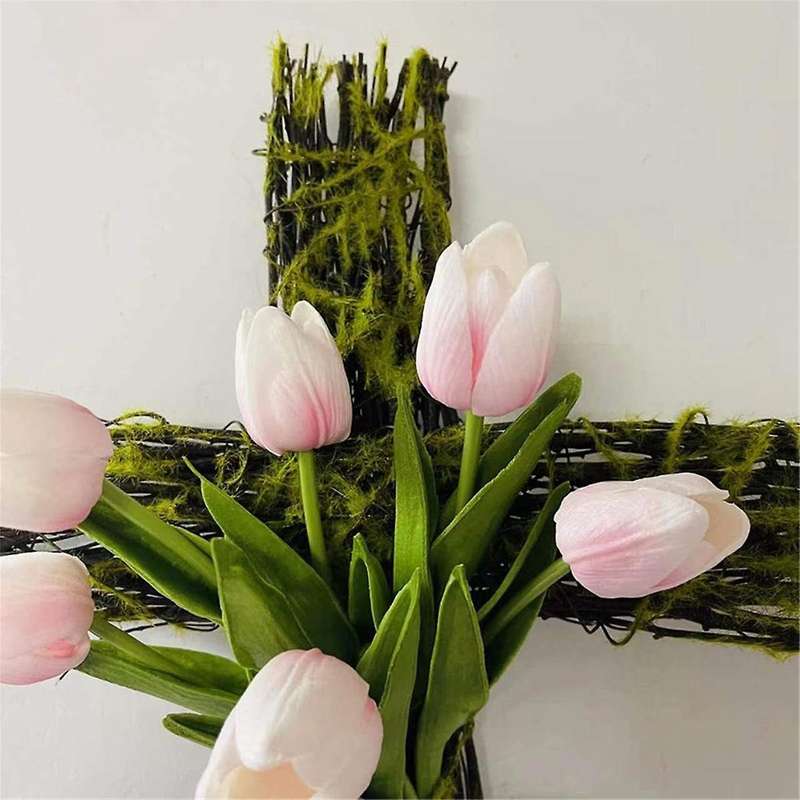 Easter Wreath Decor for Front Door, Easter Wreath Sign, Easter Flowers Spring Wreath Garland for Wal