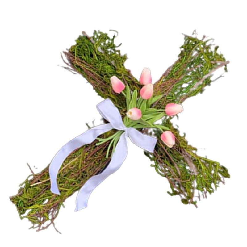 Easter Wreath Decor for Front Door, Easter Wreath Sign, Easter Flowers Spring Wreath Garland for Wal