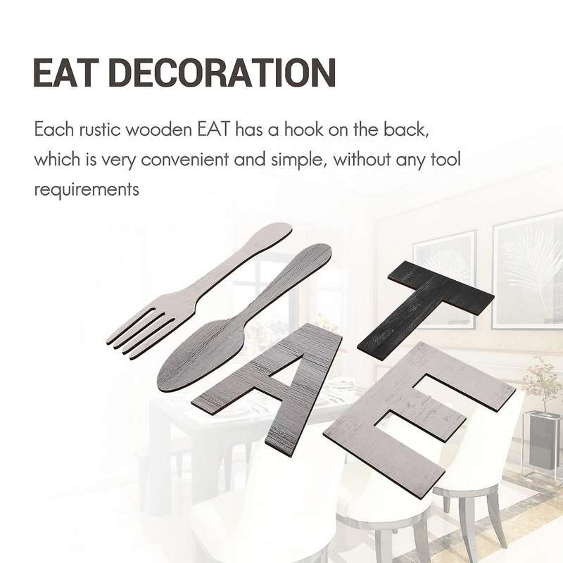 Eat Sign, Fork and Spoon Wall Decor, Rustic Wood Eat Decoration,decoration Hang Wood Letters for W