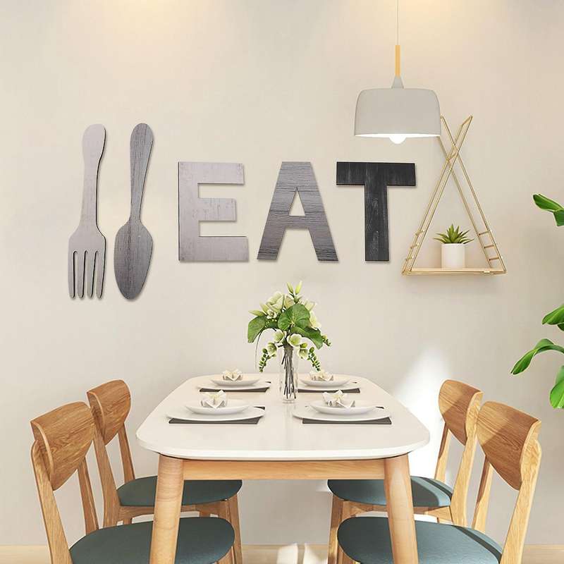 Eat Sign, Fork and Spoon Wall Decor, Rustic Wood Eat Decoration,decoration Hang Wood Letters for W