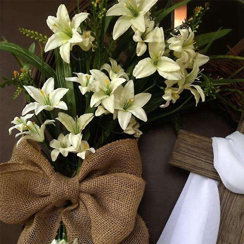 Easter Wreath with Garland, Easter Wreath Decor for Front Door , Artificial Celebration Wreath Whit