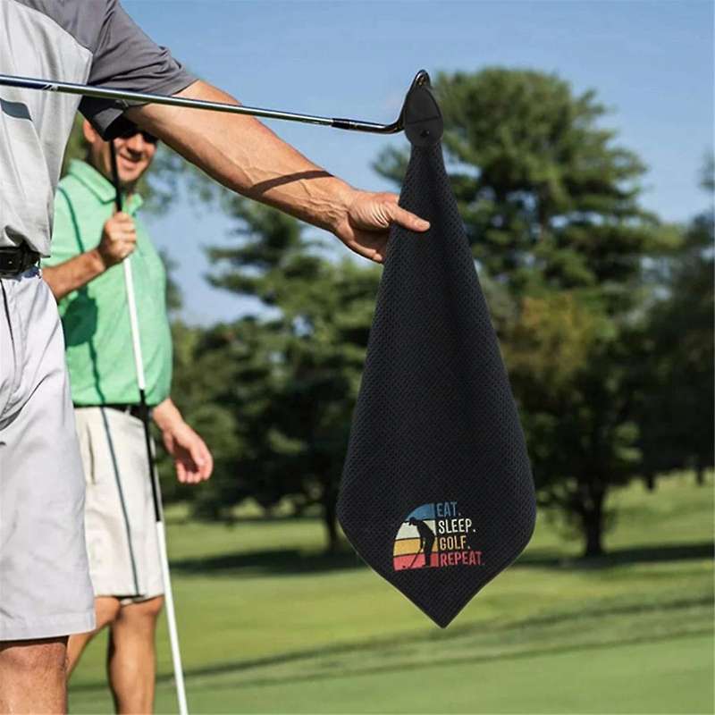 Eat Sleep Golf Repeat Golf Towel with Magnetic Clip Retired Gifts for Coworker