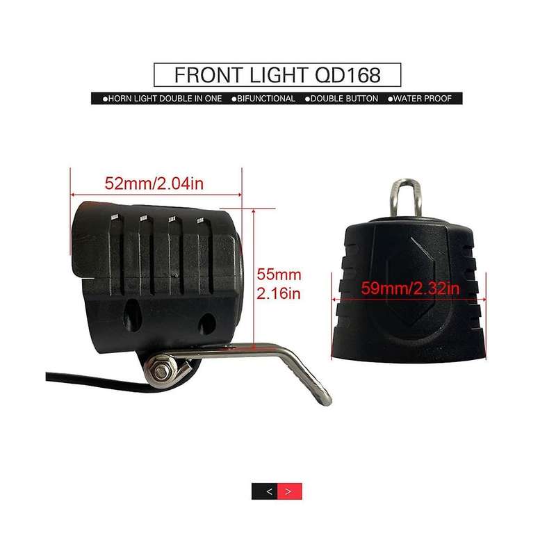Ebike Headlight Taillight Dk336 Set Front/rear Light Electric Bike Led Lights Set for 36v 48v 52v 60