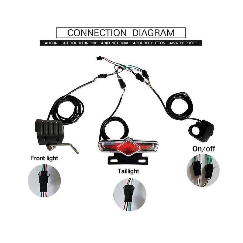 Ebike Headlight Taillight Dk336 Set Front/rear Light Electric Bike Led Lights Set for 36v 48v 52v 60