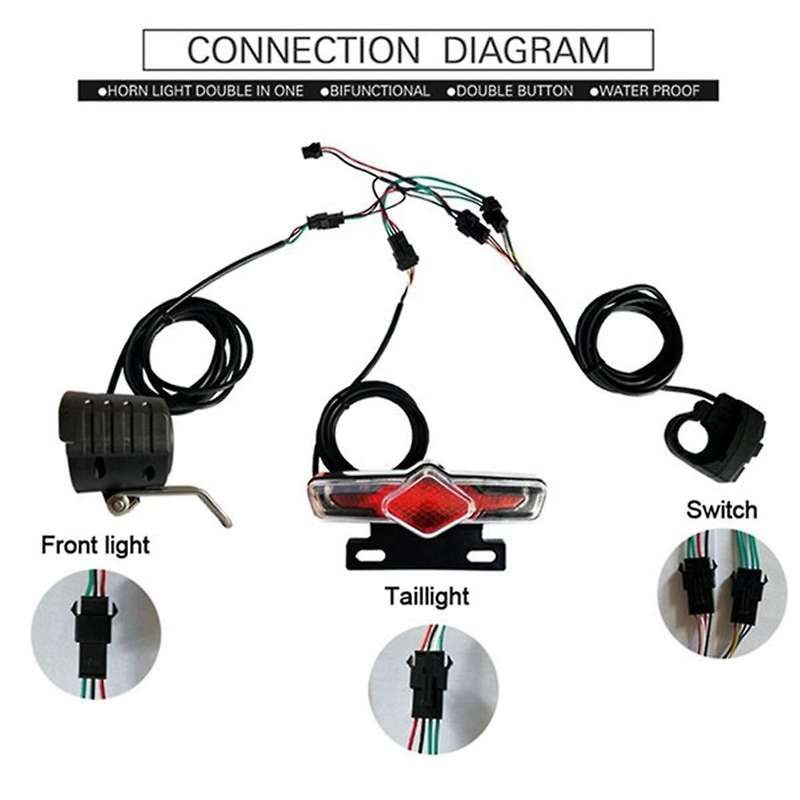 E-Bike Headlight with Horn Turn Signal Rear Light Switch DK336 for Electric Bike and Scooter Lamp M