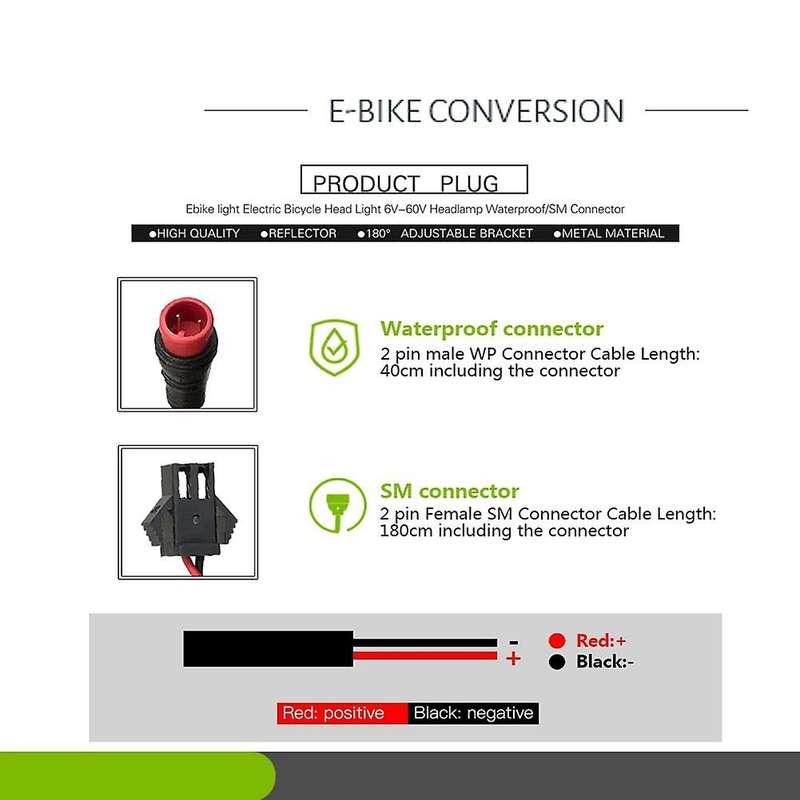 Ebike LED Light 12V- 72V Electric Bike Headlight Waterproof for Electric Bicycle Motorcycles Front