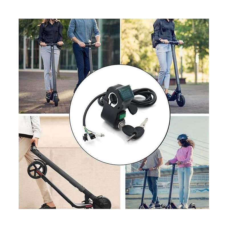 E-bike Ignition Lock Key Thumb Throttle Voltmeter Digital Voltage Display for Universal