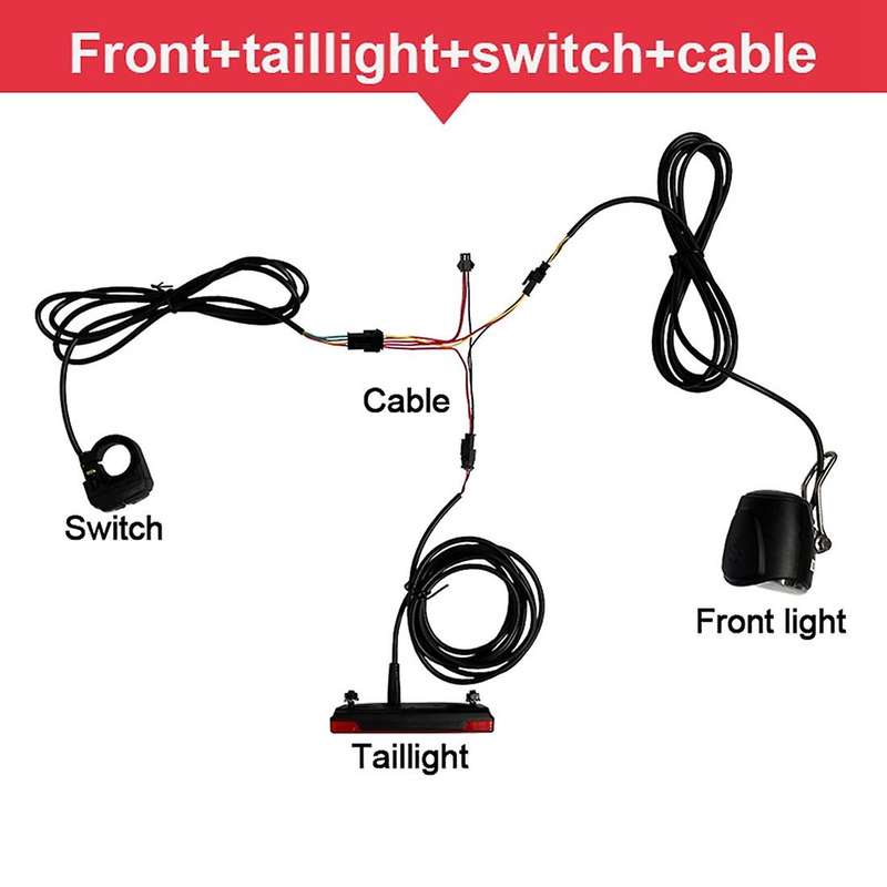 Ebike Light Set Include Ebike Headlight Electric Bike Tail Lamp DC 12V 24V 36V 48V 52V 72V LED Elect
