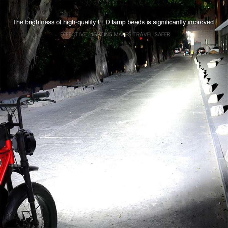 E-Bike Headlights 36V 48V Electric Bicycle Horn Light Waterproof Aluminium Alloy Head Light Night Ri