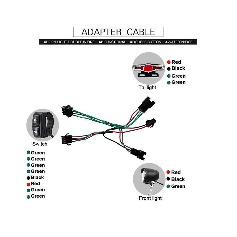 E-bike Switch Dk336 with Front Light Taillight S M Plug Warning Light Turn Signal and Horn Ebike Ac