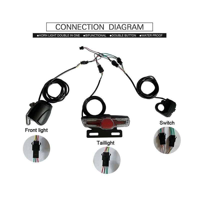 E-bike Switch Dk336 with Front Light Taillight S M Plug Warning Light Turn Signal and Horn Ebike Ac