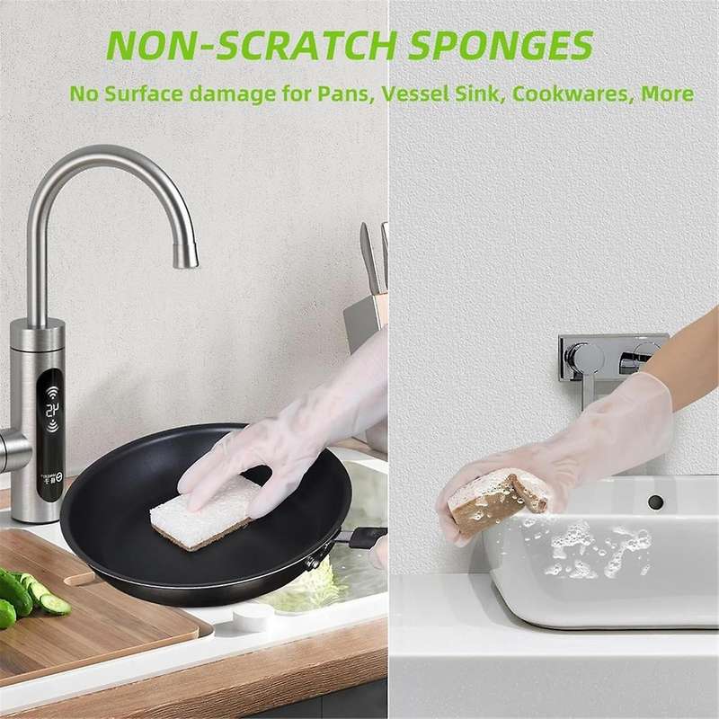 Eco-Friendly Natural Sponges for Dishes 12 Pack - Biodegradable Kitchen Sponge with Compostable Coco
