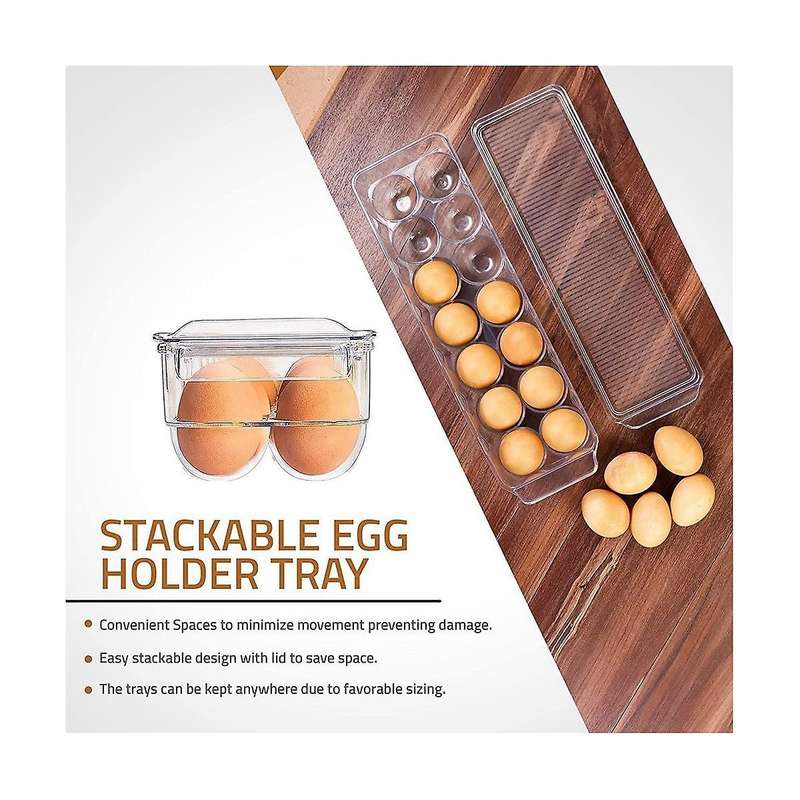 Egg Container 14 Egg Container with Lid & Handle, Egg Holder for Refrigerator, Egg Storage & Egg Tr